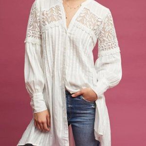 Anthropologie Feather + Bone White Lace Tunic Mini-Dress